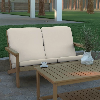 Emma And Oliver All-Weather Polyresin Adirondack Loveseat With Deep Seat And Comfortable Back & Seat Cushions 3 Emma And Oliver All-Weather Polyresin Adirondack Loveseat With Deep Seat And Comfortable Back & Seat Cushions