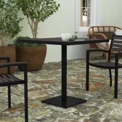 Merrick Lane Outdoor Patio Table All-Weather 30" Square Dining Table With Faux Teak Poly Slats - Steel Frame -Crosley Shop GUEST fe88fc4a 556f 4545 b0f7 e944a8a14c98