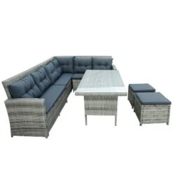 6pc Wicker Patio Set With Glass Table Ottomans - Gray/Dark Gray - GODEER -Crosley Shop GUEST fef758e0 a6de 4f88 bd09 9d1f6a05b5c0