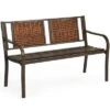 Costway Patio Garden Bench Steel Frame Rattan Backrest Park Yard Outdoor Porch Furniture -Crosley Shop GUEST ff45758e 7a72 463f a26f e063a11e3b02